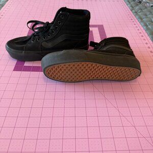 Vans Sk8 High Top Shoe Mid Platform, Size 7.5 Women. Black/blackout